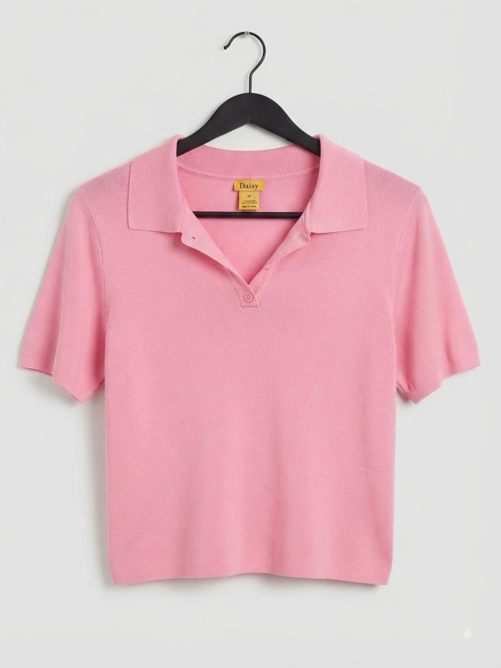 Daisy Pink Short-Sleeve Polo Knit Top